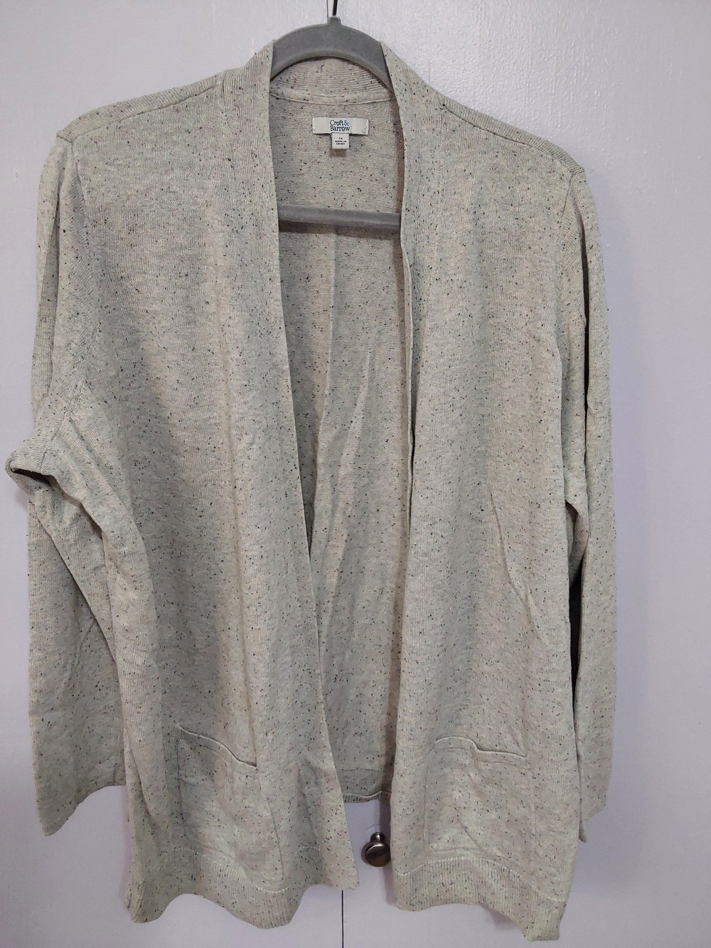 croft & barrow Speckled Cream Open-Front Cardigan